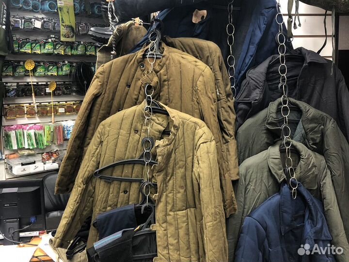 Ватник СССР оливкового цвета с воротником