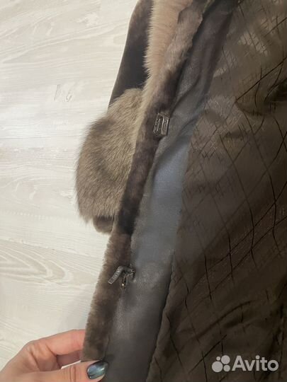 Шуба из овчины с мехом ламы