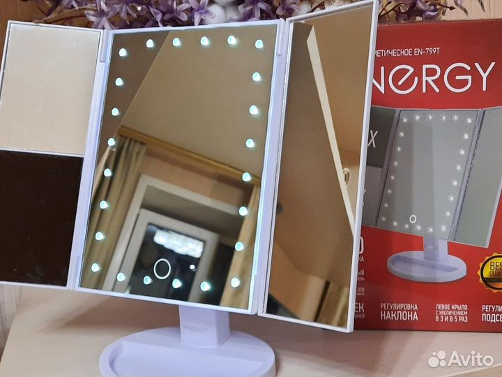 Зеркало с подсветкой подставкой с увеличителем