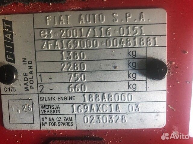 Разбор на запчасти Fiat Panda