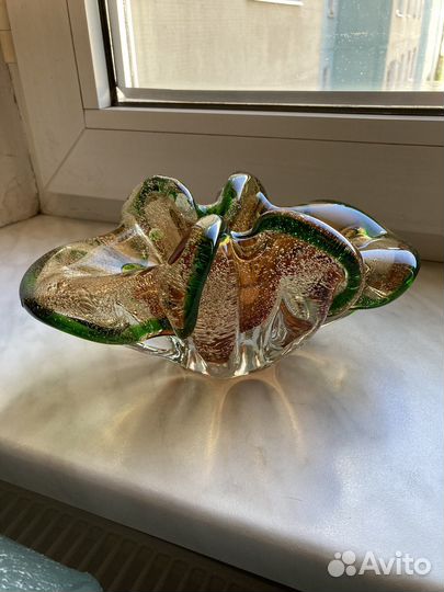 Ваза цветное стекло Bohemia винтаж СССР