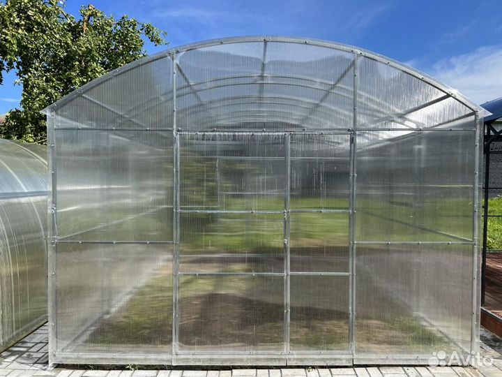 Теплица прямостенная из двойной дуги 25х25