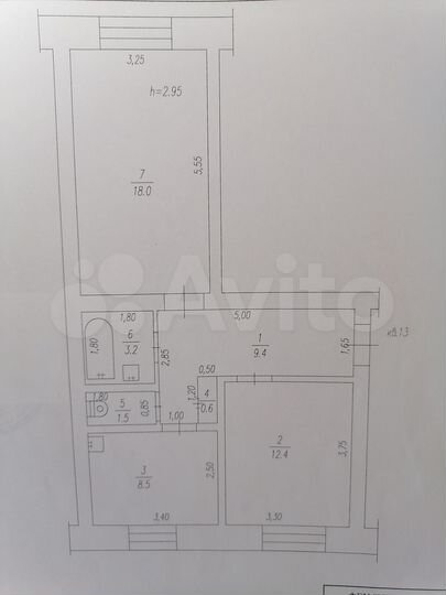 2-к. квартира, 53,6 м², 2/3 эт.