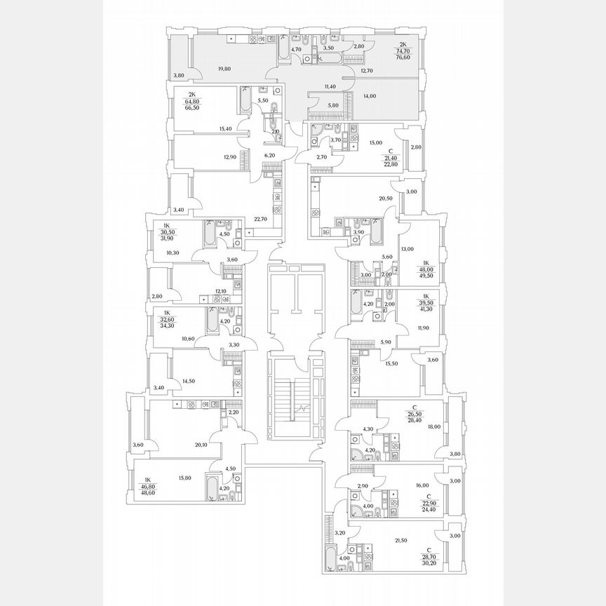 2-к. квартира, 76,6 м², 3/13 эт.
