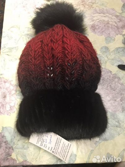 Новая шапка С биркойчерная норка вязанная