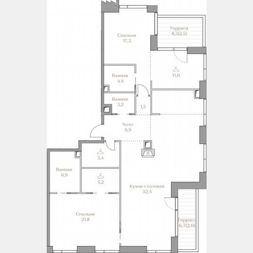2-к. квартира, 136 м², 17/18 эт.