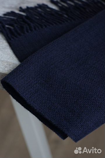 Шарф мужской домотканый синий черный шерсть