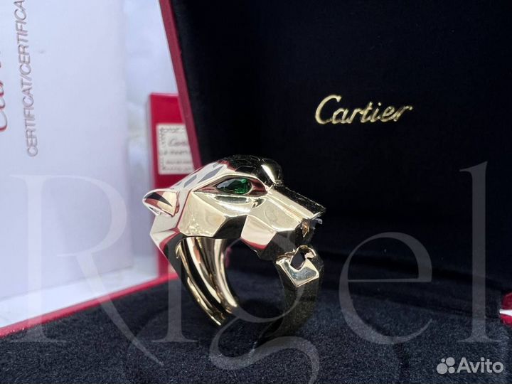 Золотое кольцо Panthere DE Cartier с ониксами и из