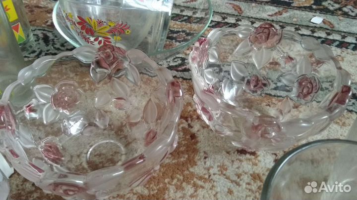 Посуда стекло разная стаканы, конфетницы