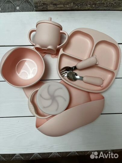 Новый набор детской силиконовой посуды