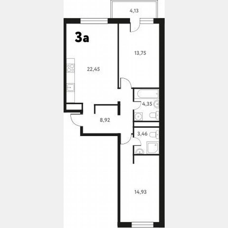2-к. квартира, 72,7 м², 8/17 эт.