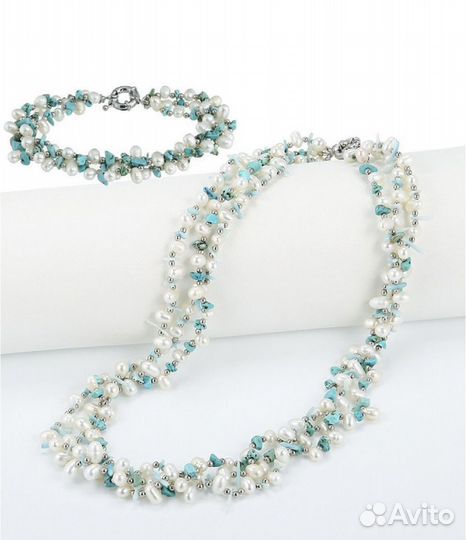 Комплект бусы,браслет на руку