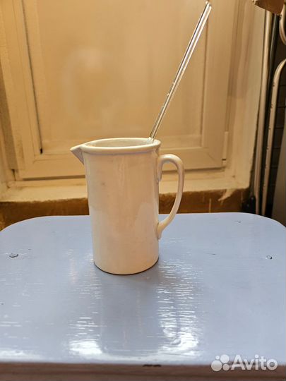 Керамический стакан 250мл, со стеклянной трубочкой