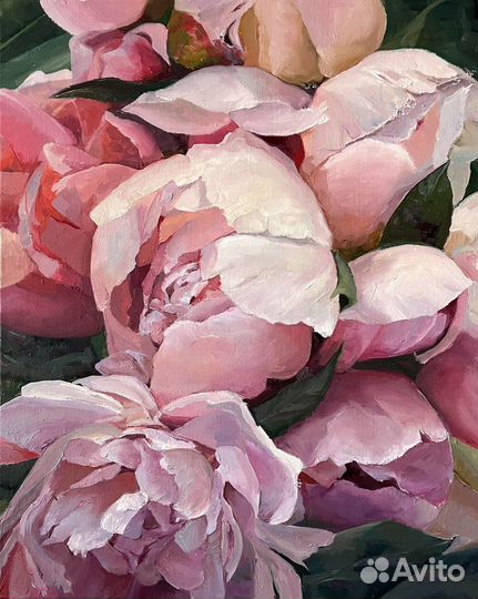 Картина маслом на холсте Пионы