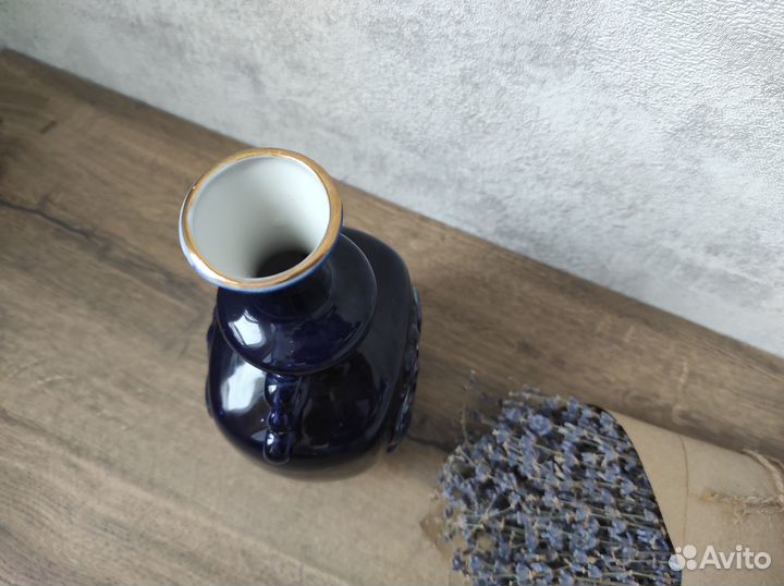 Винтажная ваза для цветов. Кобальт