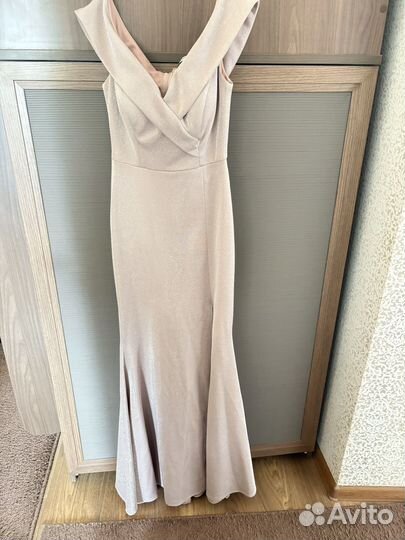 Платье в пол с разрезом пыльная роза