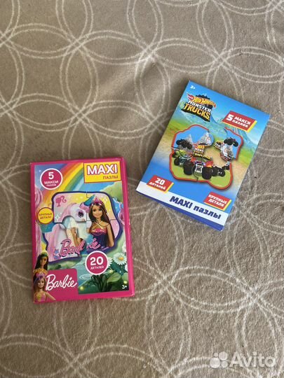Макси пазлы, новые, Барби, машинки, 4 детали