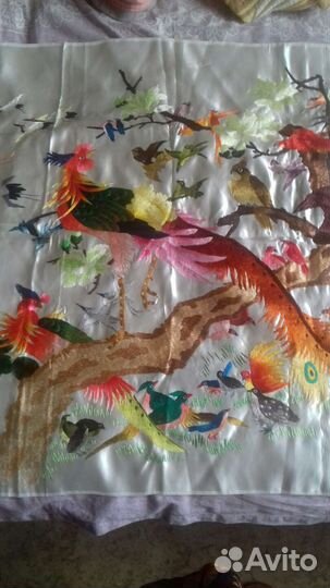 Китайская вышивка.Птицы парами 74 на 152 см