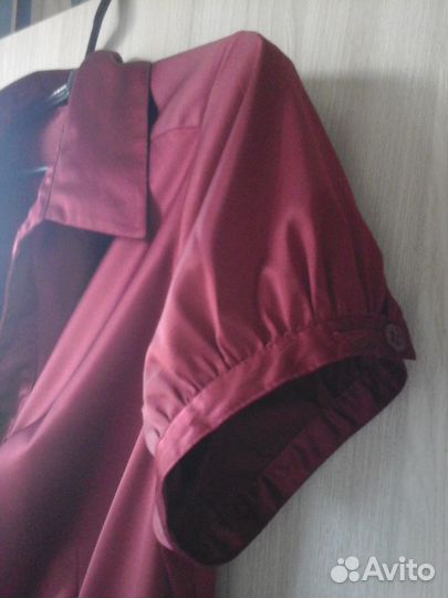 Блузка атласная с коротким рукавом, рубашка