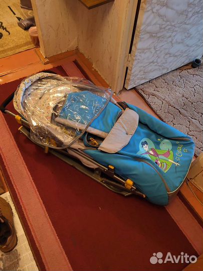 Детские санки коляска с колесами