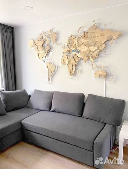 Деревянная карта мира для подарка