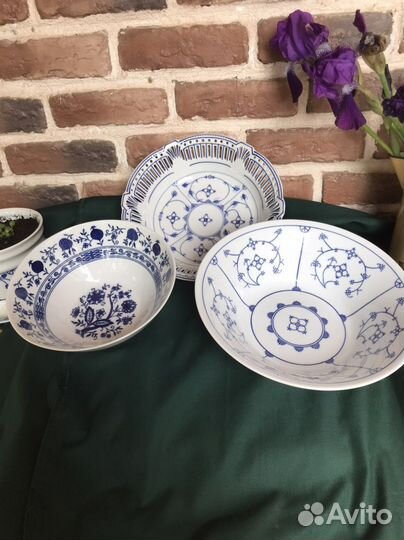 Луковый узор, синий лук салатники