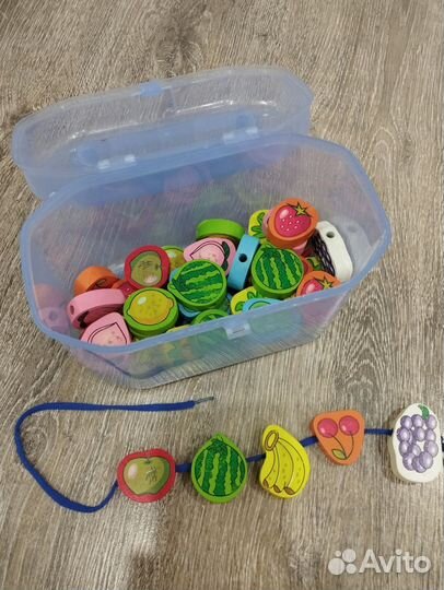 Шнуровка бусы деревянные