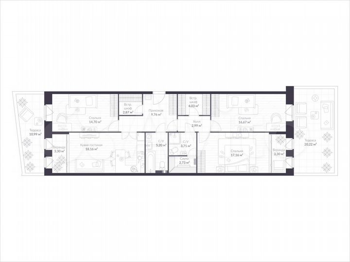 4-к. квартира, 116,8 м², 1/3 эт.