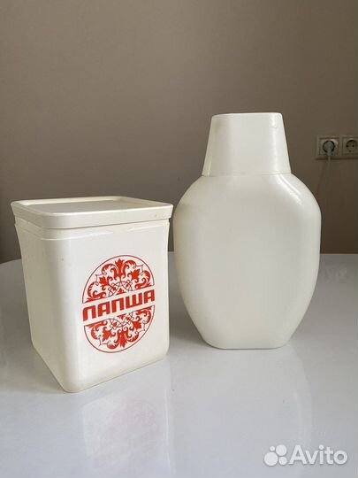 Пластик СССР: фляга авган., контейнеры для сыпучих