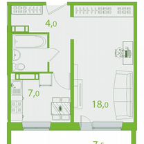 1-к. квартира, 38,5 м², 10/17 эт.