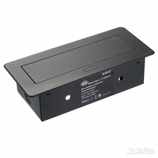 Блок врезной 3 розетки (Schucko) черный с проводом