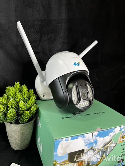 Поворотная 4G камера видеонаблюдения с sim картой