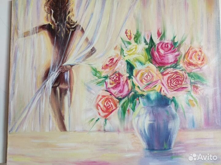 Интерьерная картина «Вдыхая розы аромат.»