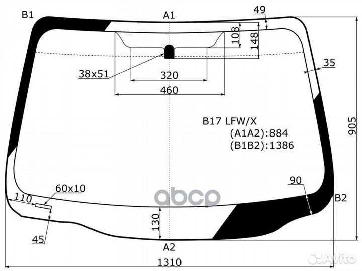Стекло лобовое nissan almera #B17 4D SED 12- B1