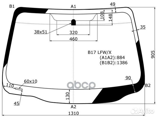 Стекло лобовое nissan almera #B17 4D SED 12- B1