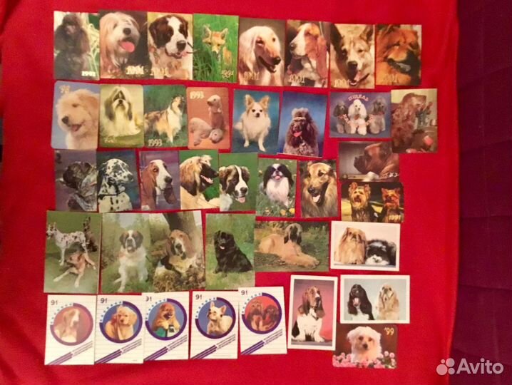 Календарики серии76-10гг машинки,животные,артисты