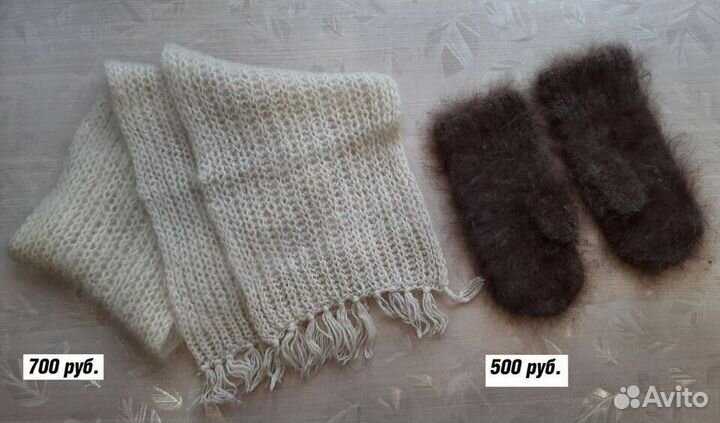 Шарф и Варежки пуховые