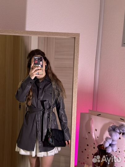 Кожаная рубашка женская 42