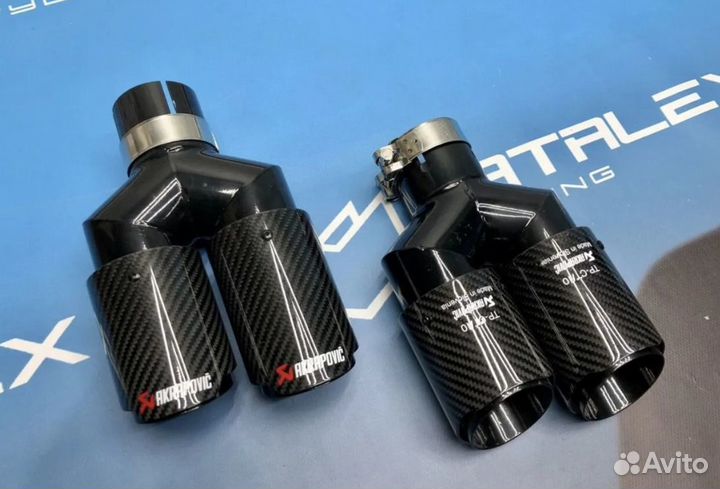 Насадки для BMW F30 F32 F36 Akrapovic глянец 2*76