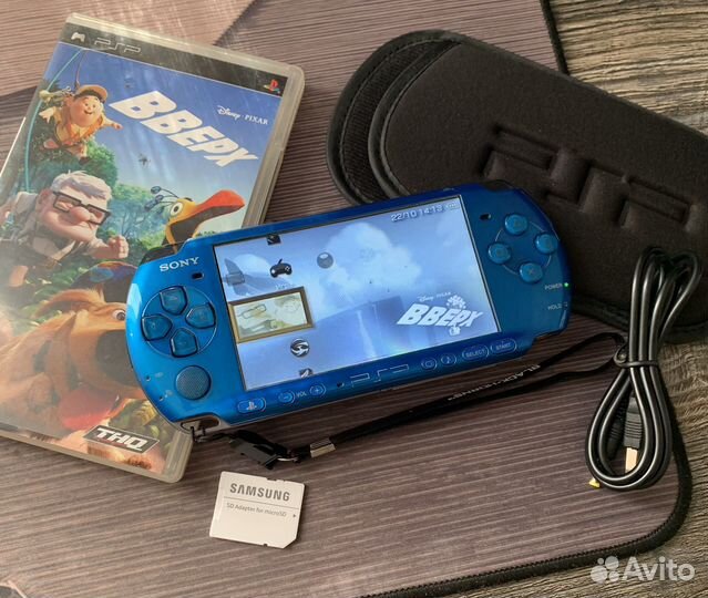 Sony PSP 3008 Vibrant Blue 64gb 400 игр (комплект)