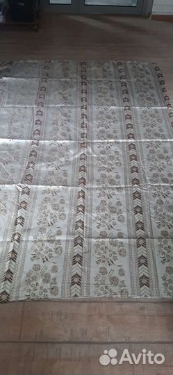 Шторы жаккард беж коричневые цветы золотой люрекс