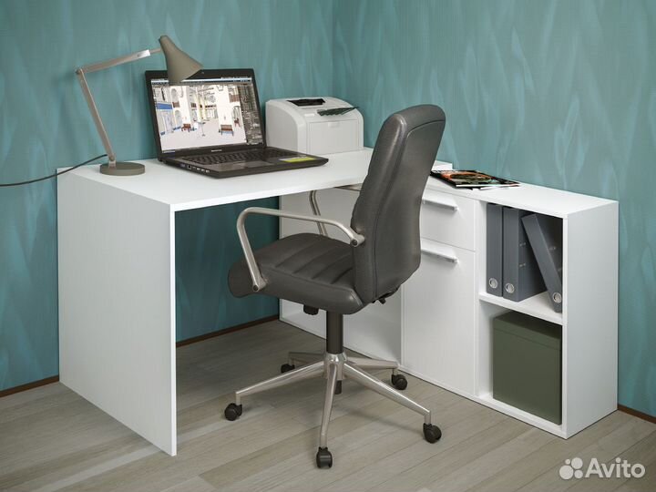 Письменный стол угловой белый