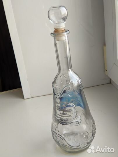 Графин, Штоф и 4 стопки синий песок+ позолота СССР