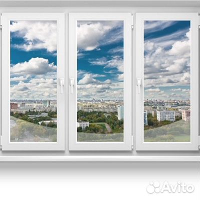 Окно трёхстворчатое, 2000х1400 мм