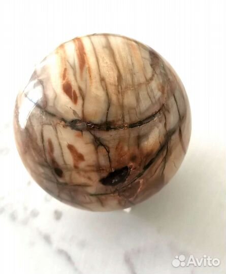 Шар из природного камня. Окаменелое дерево