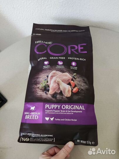 Корм для мелких и средних щенков Wellness Core