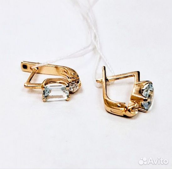 Золотые серьги с фианитом