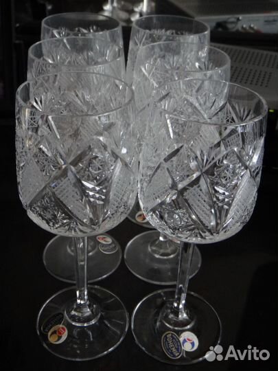 Хрустальные бокалы Богемия 80-ые (чехия) 6 штук