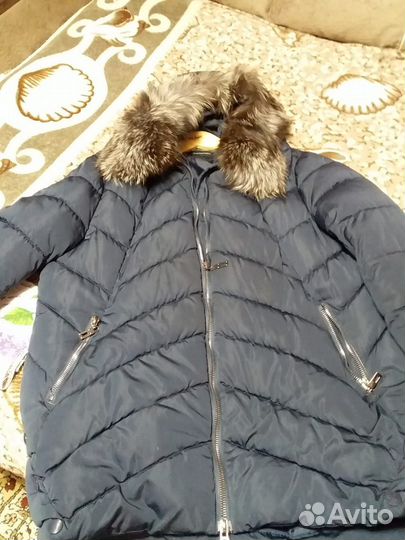 Пуховик зимний длинный женский с мехом