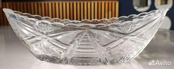 Хрустальная ваза лодочка СССР